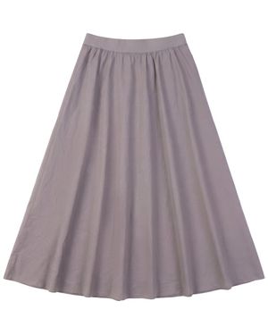 Red Myth Midi Elastic Waist Wide Sweep Gauze Skirt - Purple