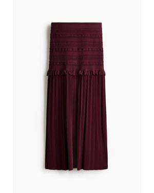 H&M Pleated Pointelle-Knit Skirt - Purple