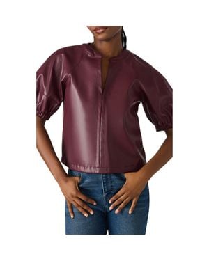 Steve Madden Roxanne Short Sleeve Faux Leather Top - Purple