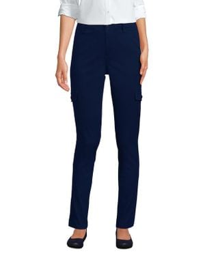 Lands' End Mid Rise Slim Cargo Chino Pants - Blue