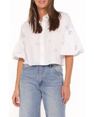 Petal & Pup Luneth Embroidered Puff Sleeve Shirt - White