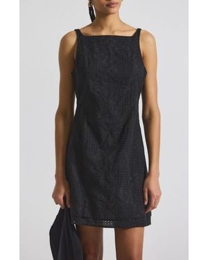 10 Crosby Derek Lam Derek Lam Crosby Sage Garden Tile Cotton Eyelet Minidress - Black