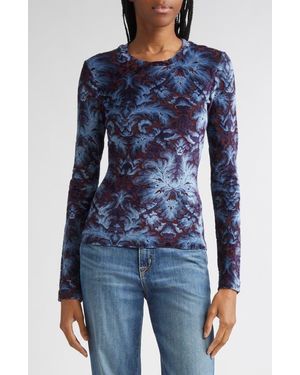 Etro Paisley Burnout Jersey Top - Blue