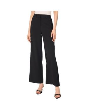 Cece Scallop Embroidered High Waist Wide Leg Pants - Black