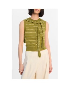 Mango Tie Neck Sweater Vest - Green