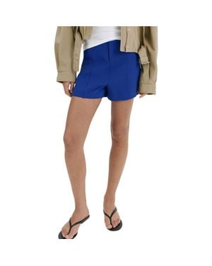 Mango Front Seam Shorts - Blue