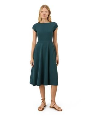 Pact Fit & Flare Ballet Neck Dress Made With Organic Cotton - Blue