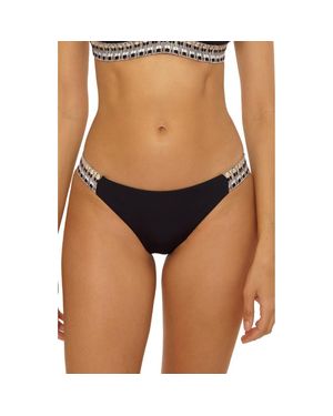 Becca Fiesta American Basket Weave Trim Bikini Bottoms - Blue