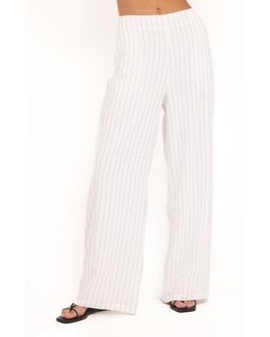 Petal & Pup Blakely Pinstripe Wide Leg Pants - White