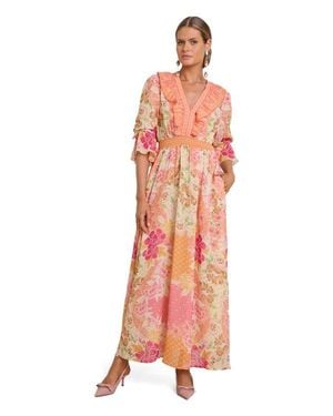 Hale Bob Meridian Chiffon Maxi Dress - Orange