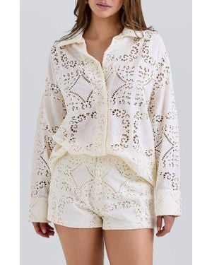 House Of Cb Eman Broderie Anglaise Cotton Shorts - White