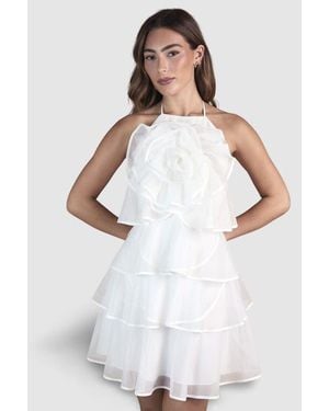 Coast Corsage Halter Bridal Mini Dress - White