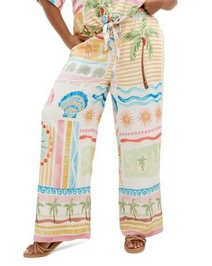 City Chic Aliya Print Wide Leg Pants - Multicolor