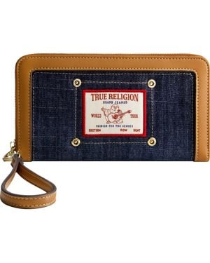 TRUE RELIGION Buddha Patch Zip Around Wristlet - Blue
