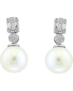 Effy 14K Fresh Water Pearl & Diamond Drop Earrings - White
