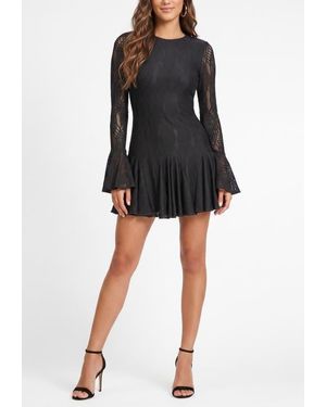 Rachel Roy Alanna Long Sleeve Godet Mini Dress - Black