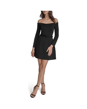 BCBGMAXAZRIA Off The Shoulder Long Sleeve Minidress - Black