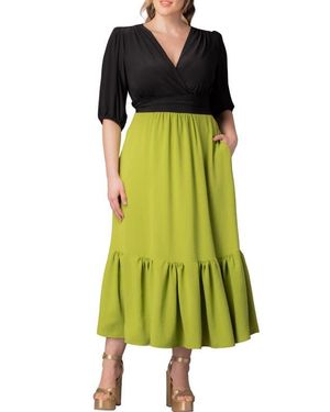 Kiyonna Danica Mixed Media Dress - Green