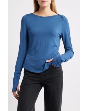 City Blues Long Sleeve Modal Blend Top - Blue