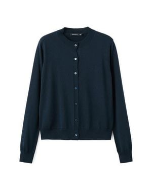 Mango Wool & Cotton Cardigan - Blue