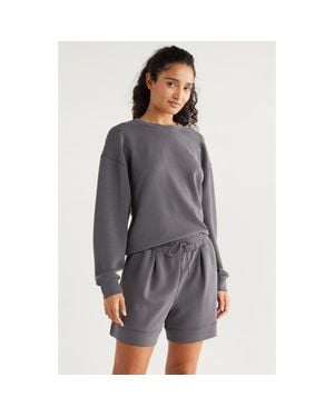 Zella Soft Luxe Boxy Crew Sweatshirt - Gray