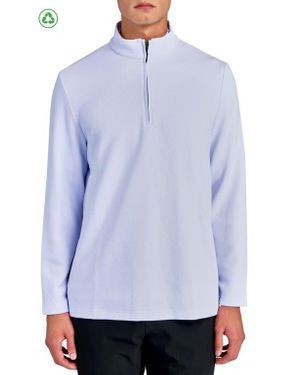 Con.struct Regular Fit Solid Waffle Knit Recycled Performance Quarter Zip - Blue