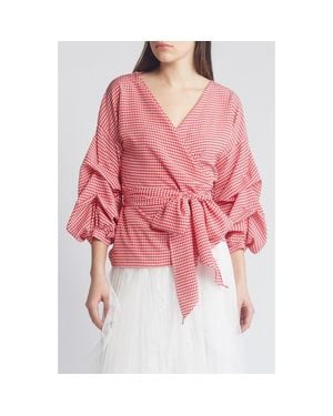 NIKKI LUND Anna Tie Waist Wrap Top - Red