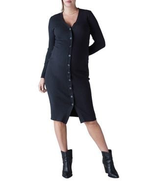 Ingrid & Isabel Rib Button-Up Long Sleeve Maternity Sweater Dress - Blue