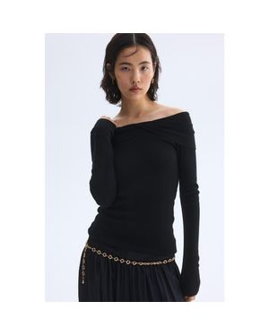 H&M Twist-Detail Off-The-Shoulder Top - Black