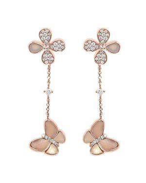 Effy 14K Rose Diamond & Mother Of Pearl Butterfly Drop Earrings - White