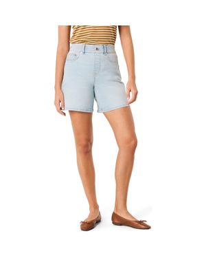 Spanx Pull-On High Waist Mid Thigh Denim Shorts - Blue