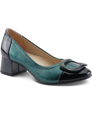 AZURA BY SPRING STEP Babysteps Two-Tone Cap Toe Pump - Blue