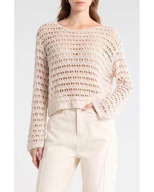 PacSun Willa Cotton Blend Open Stitch Sweater - Natural