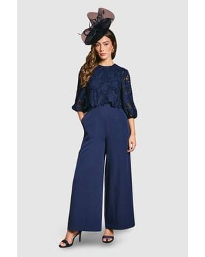 Coast Lace Overlay Wide Leg Jumpsuit - Blue
