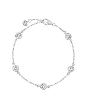 Crislu Cubic Zirconia Bezel Station Bracelet - White
