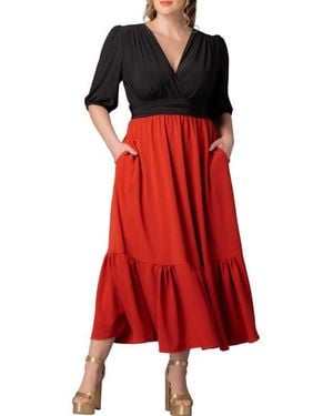 Kiyonna Danica Mixed Media Dress - Red