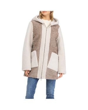 Gorski Genuine Shearling Zip Long Parka, Reversible - Natural