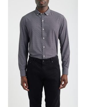 Johnston & Murphy Xc+ Football Print Performance Button-Down Shirt - Gray