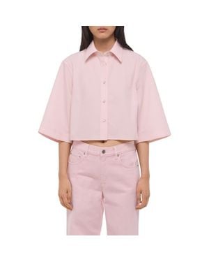 Helmut Lang Button Back Boxy Cotton Cotton Button-Up Shirt - Pink