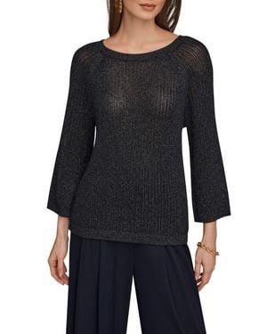 Donna Karan Metallic Sheer Sweater - Black