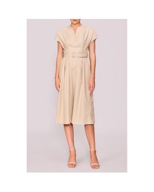 MELLODAY Split Neck Belted Dress - Pink