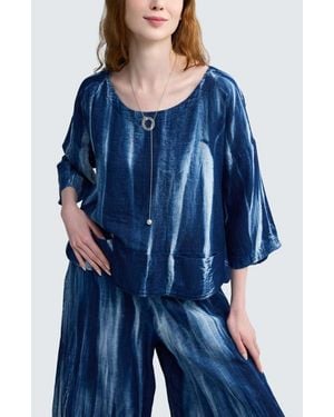Luukaa Avery Batik-Effect Muslin Blouse - Blue