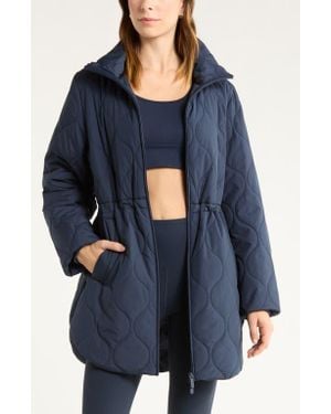 Zella Skyline Longline Quilted Jacket - Blue