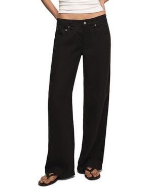 Lucky Brand Baggy Wide Leg Linen Pants - Black