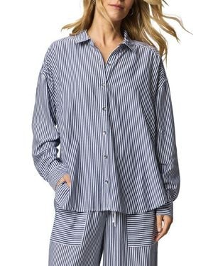 Splendid Ella Stripe Button-Up Shirt - Blue