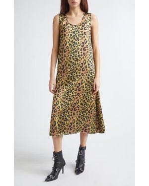 R13 Sleeveless Leopard Print Midi Dress - Multicolor