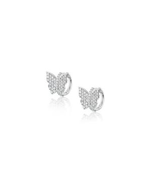 Sheryl Lowe Diamond Butterfly Huggie Earrings - Multicolor