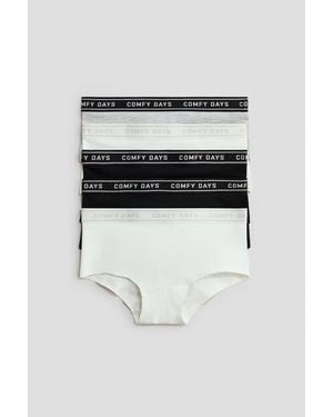 H&M 5-Pack Text-Motif Hipster Biefs - White