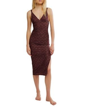 Free People Print Mesh Body-Con Dress - Red