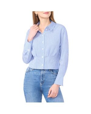 Vince Camuto Pleat Waist Button-Up Shirt - Blue